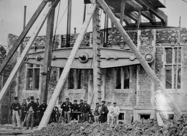 Historic Photograph - Hoisting the Beam