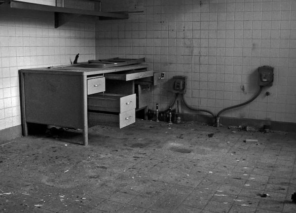 Desk In Tiled Room