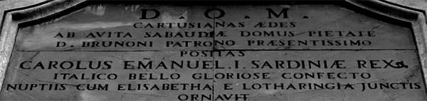 Certosa Plaque Inscription