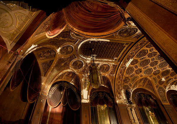 abandoned theater lobby curtains